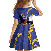 Nauru Angam Day Kid Short Sleeve Dress Naoero Frigate Bird Polynesian Pattern LT14 - Polynesian Pride