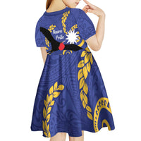 Nauru Angam Day Kid Short Sleeve Dress Naoero Frigate Bird Polynesian Pattern LT14 - Polynesian Pride
