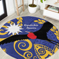 Nauru Angam Day Round Carpet Naoero Frigate Bird Polynesian Pattern LT14 Blue - Polynesian Pride
