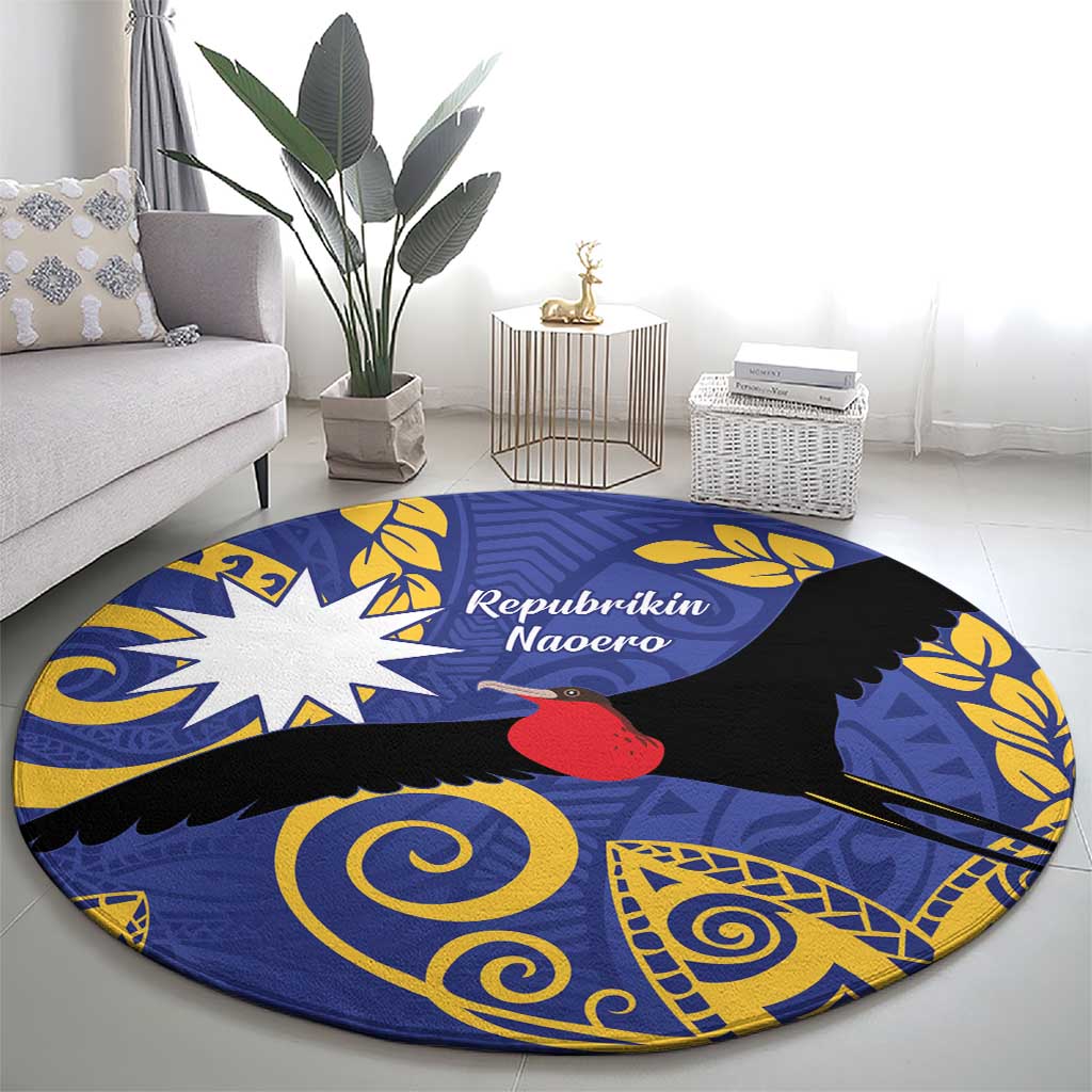 Nauru Angam Day Round Carpet Naoero Frigate Bird Polynesian Pattern LT14 - Polynesian Pride