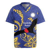 Nauru Angam Day Rugby Jersey Naoero Frigate Bird Polynesian Pattern LT14 Blue - Polynesian Pride