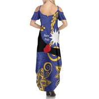 Nauru Angam Day Summer Maxi Dress Naoero Frigate Bird Polynesian Pattern LT14 - Polynesian Pride