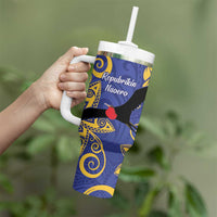 Nauru Angam Day Tumbler With Handle Naoero Frigate Bird Polynesian Pattern LT14 - Polynesian Pride