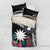 Black Nauru Bedding Set Naoero Map With Polynesian Tropical Flowers