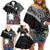 Black Nauru Family Matching Off Shoulder Short Dress and Hawaiian Shirt Naoero Map With Polynesian Tropical Flowers