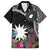 Black Nauru Family Matching Off Shoulder Short Dress and Hawaiian Shirt Naoero Map With Polynesian Tropical Flowers