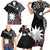 Black Nauru Family Matching Short Sleeve Bodycon Dress and Hawaiian Shirt Naoero Map With Polynesian Tropical Flowers