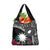 Black Nauru Grocery Bag Naoero Map With Polynesian Tropical Flowers