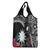 Black Nauru Grocery Bag Naoero Map With Polynesian Tropical Flowers