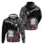 Black Nauru Hoodie Naoero Map With Polynesian Tropical Flowers