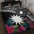 Black Nauru Quilt Bed Set Naoero Map With Polynesian Tropical Flowers