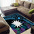 Blue Nauru Area Rug Naoero Map With Polynesian Tropical Flowers