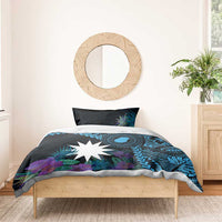 Blue Nauru Bedding Set Naoero Map With Polynesian Tropical Flowers LT14 - Polynesian Pride