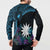 Blue Nauru Button Sweatshirt Naoero Map With Polynesian Tropical Flowers