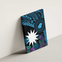 Blue Nauru Canvas Wall Art Naoero Map With Polynesian Tropical Flowers LT14 - Polynesian Pride
