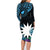 Blue Nauru Family Matching Long Sleeve Bodycon Dress and Hawaiian Shirt Naoero Map With Polynesian Tropical Flowers