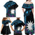 Blue Nauru Family Matching Off Shoulder Maxi Dress and Hawaiian Shirt Naoero Map With Polynesian Tropical Flowers