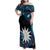 Blue Nauru Family Matching Off Shoulder Maxi Dress and Hawaiian Shirt Naoero Map With Polynesian Tropical Flowers