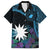 Blue Nauru Family Matching Puletasi and Hawaiian Shirt Naoero Map With Polynesian Tropical Flowers