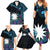 Blue Nauru Family Matching Summer Maxi Dress and Hawaiian Shirt Naoero Map With Polynesian Tropical Flowers