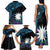 Blue Nauru Family Matching Tank Maxi Dress and Hawaiian Shirt Naoero Map With Polynesian Tropical Flowers