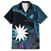 Blue Nauru Hawaiian Shirt Naoero Map With Polynesian Tropical Flowers LT14 Blue - Polynesian Pride