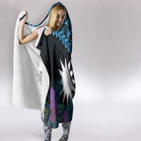 Blue Nauru Hooded Blanket Naoero Map With Polynesian Tropical Flowers LT14 - Polynesian Pride