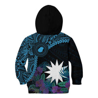 Blue Nauru Kid Hoodie Naoero Map With Polynesian Tropical Flowers LT14 - Polynesian Pride