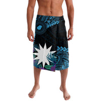 Blue Nauru Lavalava Naoero Map With Polynesian Tropical Flowers LT14 Blue - Polynesian Pride