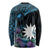 Blue Nauru Long Sleeve Shirt Naoero Map With Polynesian Tropical Flowers