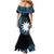 Blue Nauru Mermaid Dress Naoero Map With Polynesian Tropical Flowers