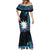 Blue Nauru Mermaid Dress Naoero Map With Polynesian Tropical Flowers