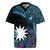 Blue Nauru Rugby Jersey Naoero Map With Polynesian Tropical Flowers