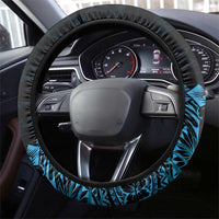 Blue Nauru Steering Wheel Cover Naoero Map With Polynesian Tropical Flowers LT14 - Polynesian Pride
