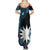 Blue Nauru Summer Maxi Dress Naoero Map With Polynesian Tropical Flowers