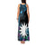 Blue Nauru Tank Maxi Dress Naoero Map With Polynesian Tropical Flowers