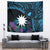 Blue Nauru Tapestry Naoero Map With Polynesian Tropical Flowers