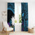 Blue Nauru Window Curtain Naoero Map With Polynesian Tropical Flowers