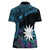 Blue Nauru Women Polo Shirt Naoero Map With Polynesian Tropical Flowers