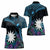 Blue Nauru Women Polo Shirt Naoero Map With Polynesian Tropical Flowers