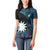 Blue Nauru Women Polo Shirt Naoero Map With Polynesian Tropical Flowers