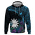 Blue Nauru Zip Hoodie Naoero Map With Polynesian Tropical Flowers