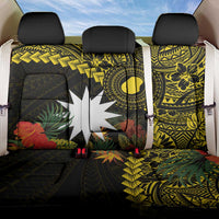 Gold Nauru Back Car Seat Cover Naoero Map With Polynesian Tropical Flowers LT14 One Size Gold - Polynesian Pride