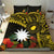 Gold Nauru Bedding Set Naoero Map With Polynesian Tropical Flowers