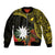 Gold Nauru Bomber Jacket Naoero Map With Polynesian Tropical Flowers