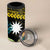 Gold Nauru 4 in 1 Can Cooler Tumbler Naoero Map With Polynesian Tropical Flowers