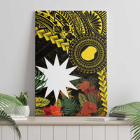 Gold Nauru Canvas Wall Art Naoero Map With Polynesian Tropical Flowers LT14 - Polynesian Pride