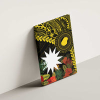 Gold Nauru Canvas Wall Art Naoero Map With Polynesian Tropical Flowers LT14 - Polynesian Pride