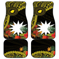 Gold Nauru Car Mats Naoero Map With Polynesian Tropical Flowers LT14 - Polynesian Pride