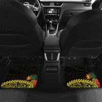 Gold Nauru Car Mats Naoero Map With Polynesian Tropical Flowers LT14 Set 2pcs - Back Gold - Polynesian Pride